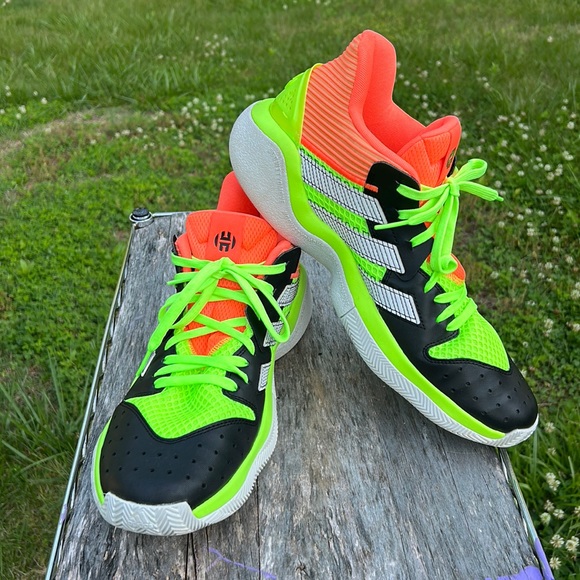 Adidas James Harden Stepback sneakers,size 13,Black Green Orange